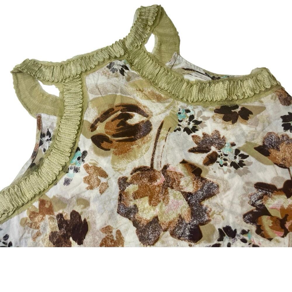 Y2K AMERICAN RAG TANK TOP GOLD BROWN FLORAL SZ S COTTON AESTHETIC FAIRY CORE - Picture 10 of 14